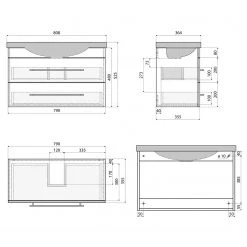 Posseik Salle de bain Carpo (2 éléments) - Blanc brillant - Largeur : 80 cm -Meubles de salle de bain Soldes 2022 1000150312 210623 13360100025 SKETCH DETAILS P000000001000150312 sketch