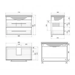 Posseik Meuble avec vasque Portus - Anthracite - Largeur : 70 cm -Meubles de salle de bain Soldes 2022 1000150317 210623 13360300059 SKETCH DETAILS P000000001000150317 sketch