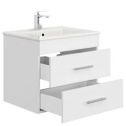 Posseik Meuble avec vasque Silvanus - Blanc / Blanc mat - Largeur : 62 cm -Meubles de salle de bain Soldes 2022 1000150321 220511 032 DETAILS P000000001000150321