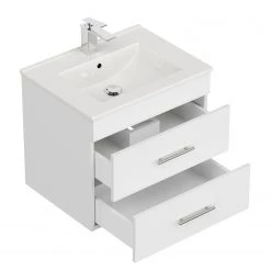 Posseik Meuble avec vasque Silvanus - Blanc / Blanc mat - Largeur : 62 cm -Meubles de salle de bain Soldes 2022 1000150321 220511 033 DETAILS P000000001000150321
