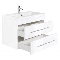 Posseik Meuble avec vasque Artemis - Blanc brillant - Largeur : 86 cm -Meubles de salle de bain Soldes 2022 1000150332 190109 12441800587 GALLERYIMAGES P000000001000150332