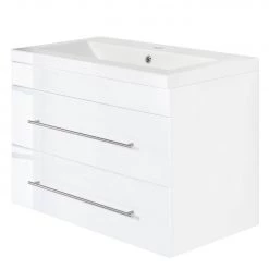 Posseik Meuble avec vasque Artemis - Blanc brillant - Largeur : 86 cm