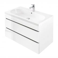 Posseik Meuble avec vasque Kali I - Blanc / Blanc brillant - Largeur : 73 cm -Meubles de salle de bain Soldes 2022 1000150338 190109 12442000621 GALLERYIMAGES P000000001000150338