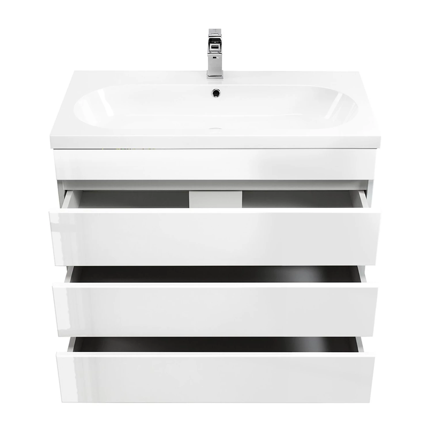 Posseik Meuble avec vasque Kali II - Blanc / Blanc brillant - Blanc brillant - Largeur : 90 cm 5 Posseik Meuble avec vasque Kali II - Blanc / Blanc brillant - Blanc brillant - Largeur : 90 cm – Image 3