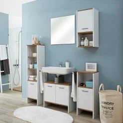 Pelipal Salle de bain Quickset 305 I (4 élém.) - Blanc / Imitation chêne