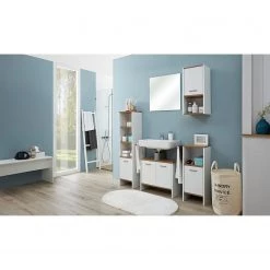 Pelipal Salle de bain Quickset 305 I (4 élém.) - Blanc / Imitation chêne -Meubles de salle de bain Soldes 2022 1000150556 190423 11385100010 MOOD GALLERYIMAGES P000000001000150556 mood