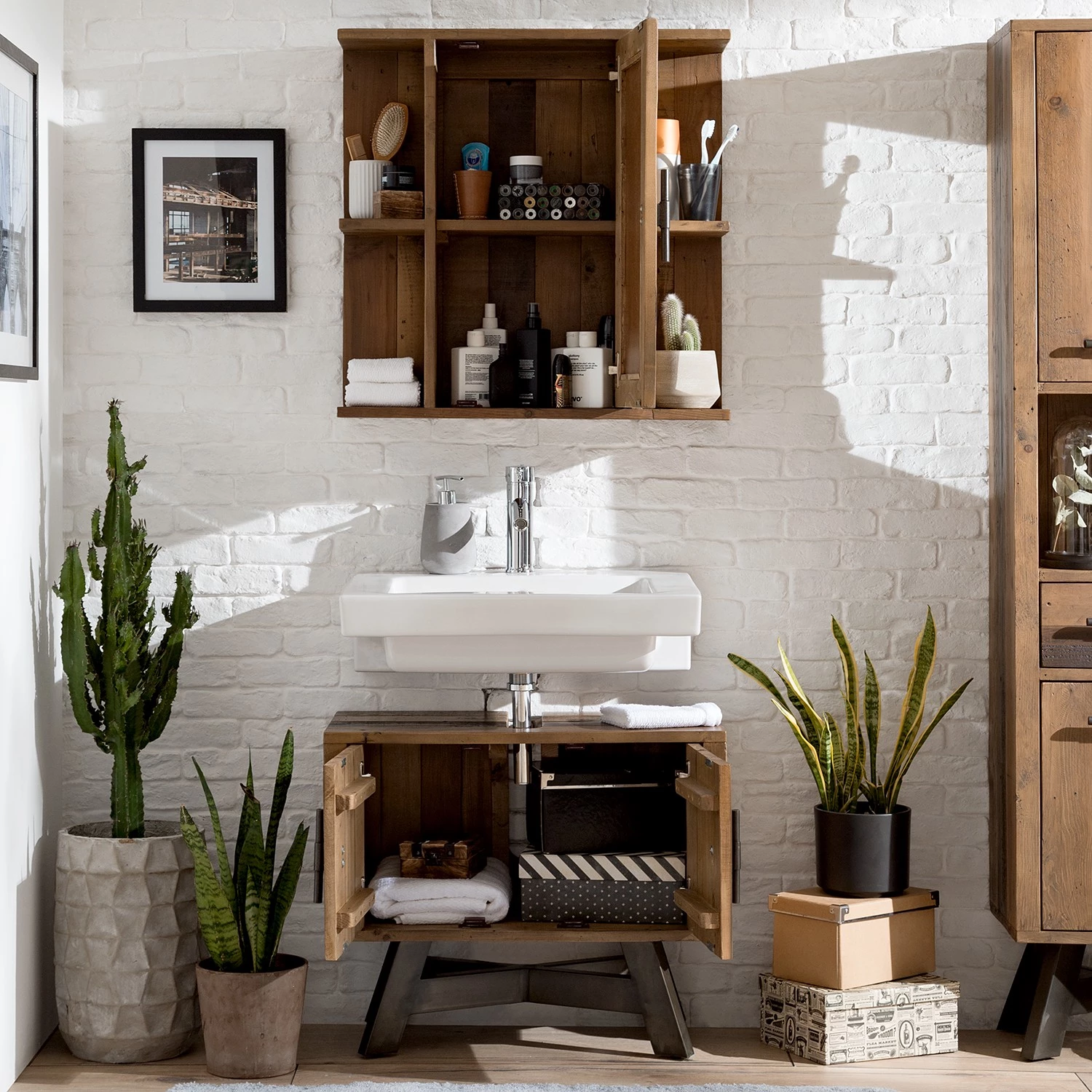 Ars manufacti Salle de bain Tamati III (2 éléments) - Pin massif / Métal - Pin / Noir 4 Ars manufacti Salle de bain Tamati III (2 éléments) - Pin massif / Métal - Pin / Noir – Image 2