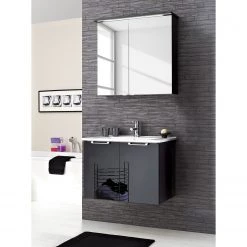 Pelipal Salle de bain 3055 (2 élém.) - Avec Éclairage - Verre - Noir/ Anthracite matt