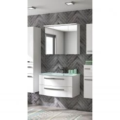 Pelipal Salle de bain 4005 VIII (2 élém.) - Avec éclairage - Blanc brillant