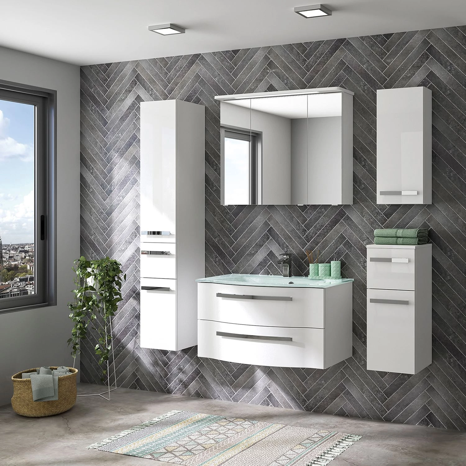 Pelipal Salle de bain 4005 VIII (2 élém.) - Avec éclairage - Blanc brillant 4 Pelipal Salle de bain 4005 VIII (2 élém.) - Avec éclairage - Blanc brillant – Image 2