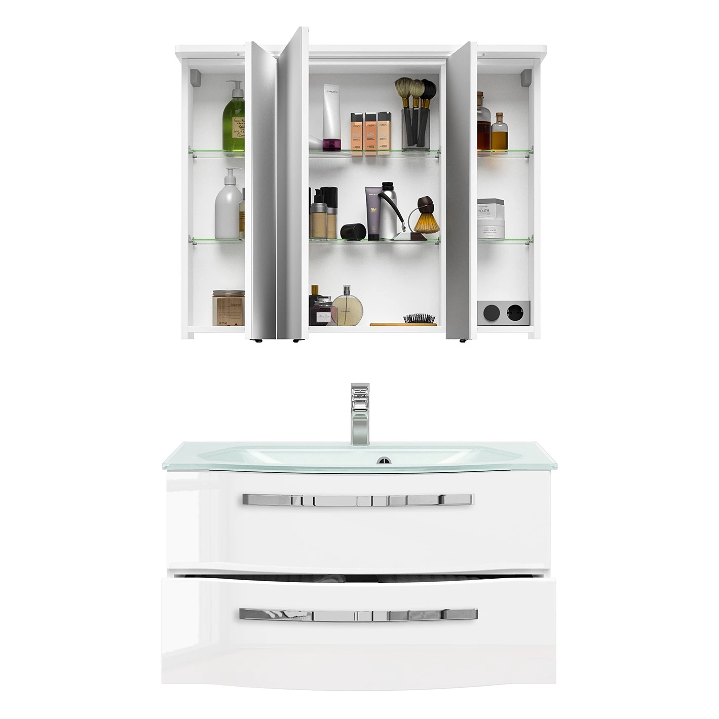 Pelipal Salle de bain 4005 VIII (2 élém.) - Avec éclairage - Blanc brillant 9 Pelipal Salle de bain 4005 VIII (2 élém.) - Avec éclairage - Blanc brillant – Image 7