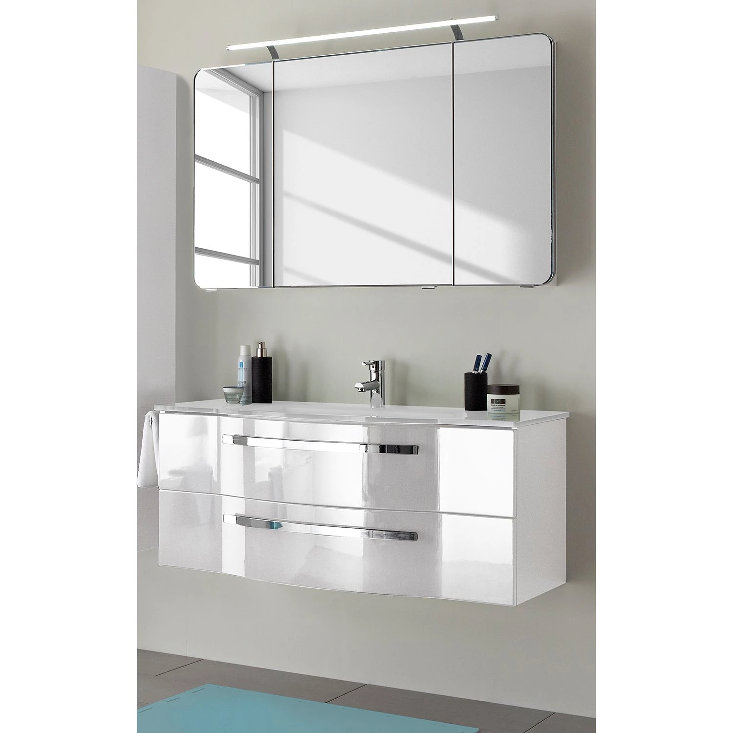 Pelipal Salle de bain 4005 IX (2 élém.) - Avec éclairage - Blanc brillant 5 Pelipal Salle de bain 4005 IX (2 élém.) - Avec éclairage - Blanc brillant – Image 3