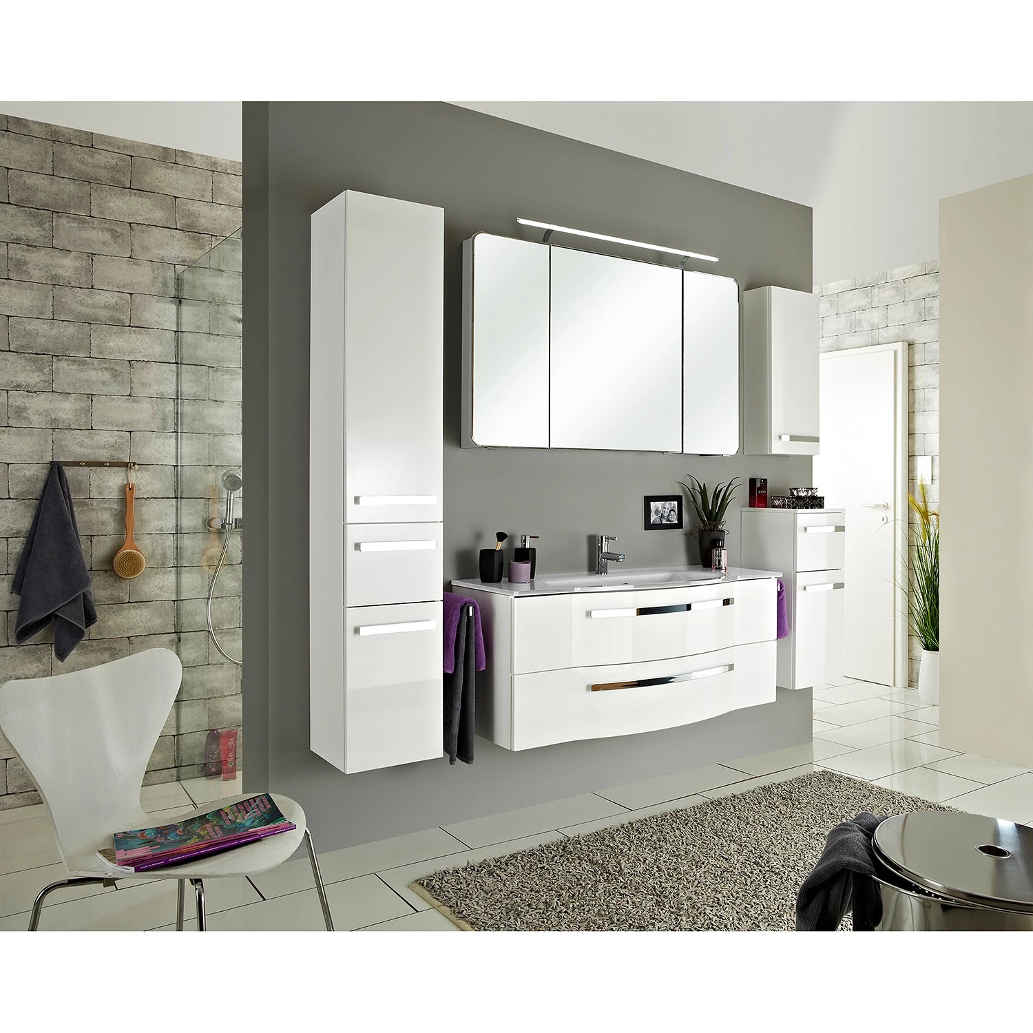 Pelipal Salle de bain 4005 IX (2 élém.) - Avec éclairage - Blanc brillant 4 Pelipal Salle de bain 4005 IX (2 élém.) - Avec éclairage - Blanc brillant – Image 2