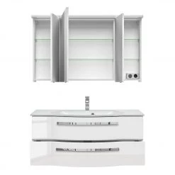 Pelipal Salle de bain 4005 X (2 élém.) - Avec éclairage - Blanc brillant -Meubles de salle de bain Soldes 2022 1000153627 200311 09352600049 DETAILS P000000001000153627