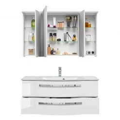 Pelipal Salle de bain 4005 X (2 élém.) - Avec éclairage - Blanc brillant -Meubles de salle de bain Soldes 2022 1000153627 200311 09352600050 DETAILS P000000001000153627