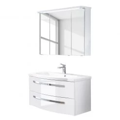 Pelipal Salle de bain 4005 II (2 élém.) - Avec éclairage - Blanc brillant -Meubles de salle de bain Soldes 2022 1000153636 200311 09352600082 DETAILS P000000001000153636