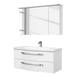 Pelipal Salle de bain 4005 VI (2 élém.) - Avec éclairage - Blanc brillant -Meubles de salle de bain Soldes 2022 1000153637 190517 15151100015 GALLERYIMAGES P000000001000153637