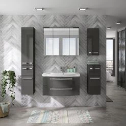 Pelipal Salle de bain 4005 IV (2 élém.) - Avec éclairage - Gris brillant -Meubles de salle de bain Soldes 2022 1000153639 190517 15151100019 MOOD GALLERYIMAGES P000000001000153639 mood