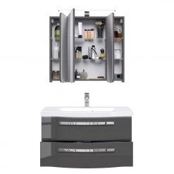 Pelipal Salle de bain 4005 III (2 élém.) - Avec éclairage - Gris brillant -Meubles de salle de bain Soldes 2022 1000153646 200311 09352800112 DETAILS P000000001000153646