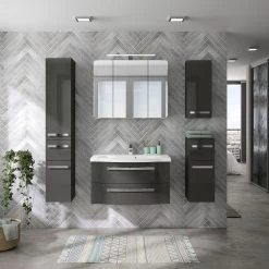 Pelipal Salle de bain 4005 I (2 élém.) - Avec éclairage - Gris brillant -Meubles de salle de bain Soldes 2022 1000153648 190517 15151100036 MOOD GALLERYIMAGES P000000001000153648 mood