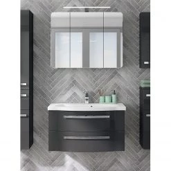Pelipal Salle de bain 4005 I (2 élém.) - Avec éclairage - Gris brillant