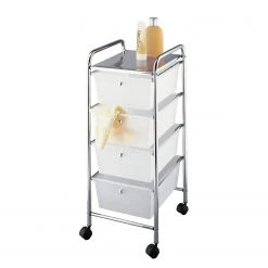 WENKO Desserte Messina - Blanc / Chrome - Hauteur : 81 cm