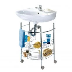 WENKO Étagère sous lavabo Lancelin - Métal - Chrome