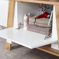 Germania Salle de bain Novolino I (2 éléments) - Avec éclairage - Blanc mat / Imitation chêne de Navarre -Meubles de salle de bain Soldes 2022 1000158019 190208 16194800079 GALLERYIMAGES P000000001000158019