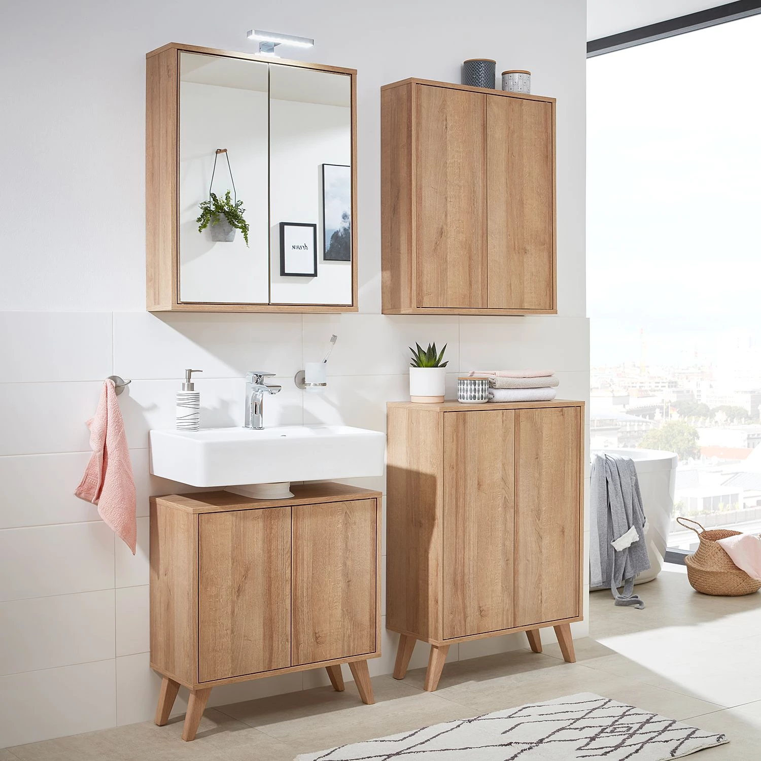 Fackelmann Armoire de toilette Finn - Imitation chêne noueux 4 Fackelmann Armoire de toilette Finn - Imitation chêne noueux – Image 2