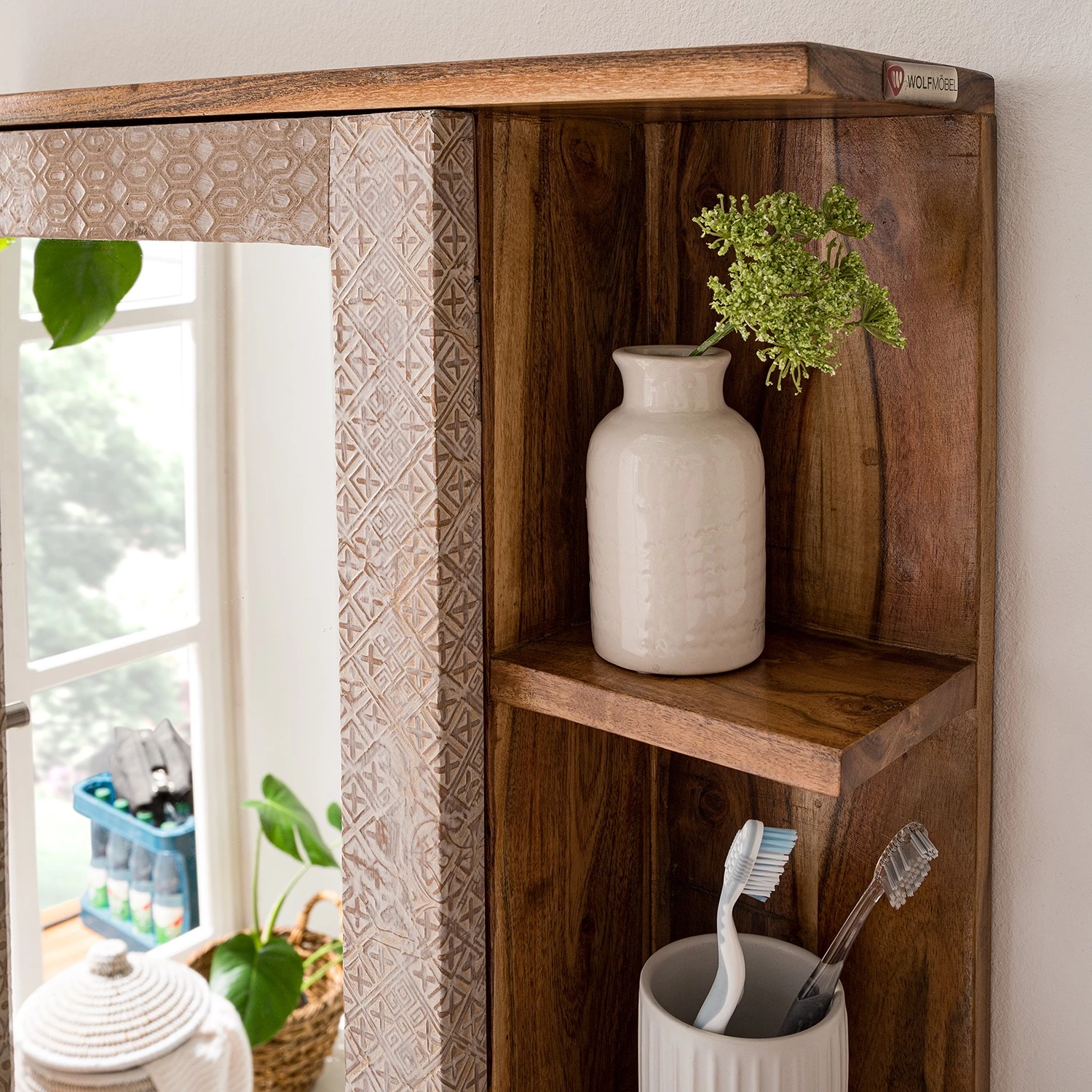 Ars manufacti Salle de bain Buuda II (3 éléments) - Partiellement en acacia massif - Écru / Acacia 11 Ars manufacti Salle de bain Buuda II (3 éléments) - Partiellement en acacia massif - Écru / Acacia – Image 9