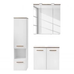 Pelipal Salle de bain Burgas I (3 éléments) - Avec éclairage  - Blanc / Imitation chêne -Meubles de salle de bain Soldes 2022 1000173886 190510 15544800016 GALLERYIMAGES P000000001000173886