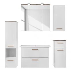 Pelipal Salle de bain Burgas III (5 éléments) - Avec éclairage  - Blanc / Imitation chêne -Meubles de salle de bain Soldes 2022 1000173900 190510 15545000046 GALLERYIMAGES P000000001000173900