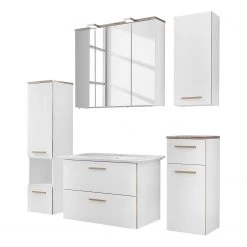 Pelipal Salle de bain Burgas III (5 éléments) - Avec éclairage  - Blanc / Imitation chêne -Meubles de salle de bain Soldes 2022 1000173900 190531 14470800002 GALLERYIMAGES P000000001000173900