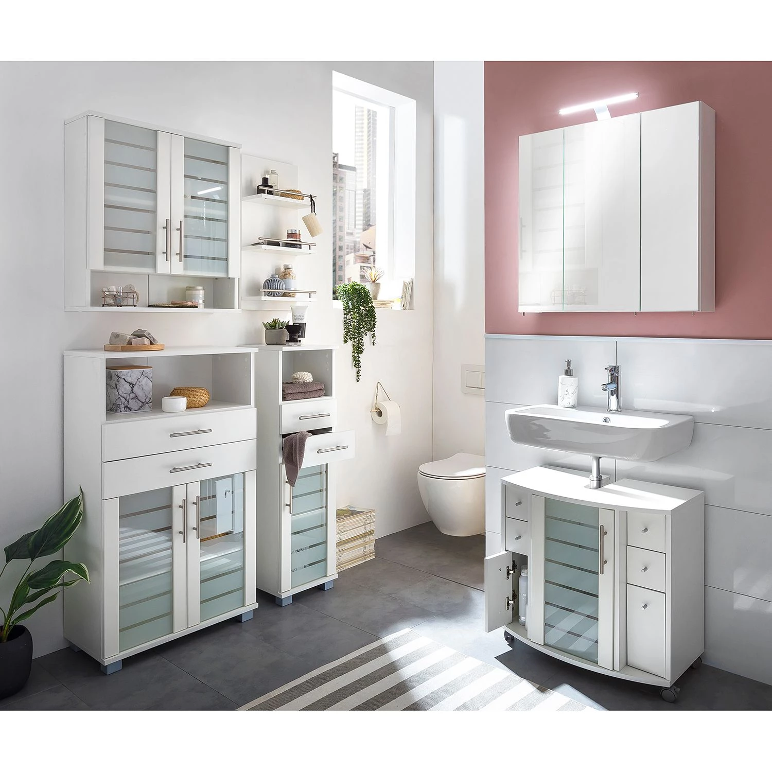 Schildmeyer Meuble sous lavabo Niko II - verre - Blanc 5 Schildmeyer Meuble sous lavabo Niko II - verre - Blanc – Image 3