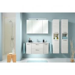 Pelipal Armoire de toilette Quickset 936 II - - Éclairage inclus - Imitation chêne blanc / Chrome -Meubles de salle de bain Soldes 2022 1000175295 190604 14292100005 MOOD GALLERYIMAGES P000000001000175295 mood