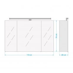 Pelipal Armoire de toilette Quickset 936 II - - Éclairage inclus - Imitation chêne blanc / Chrome -Meubles de salle de bain Soldes 2022 1000175295 211005 125321000543 SKETCH DETAILS P000000001000175295 sketch