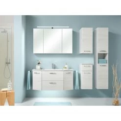 Pelipal Salle de bain Quickset 936 IV (5 élém.) - - Éclairage inclus - Imitation chêne blanc / Chrome