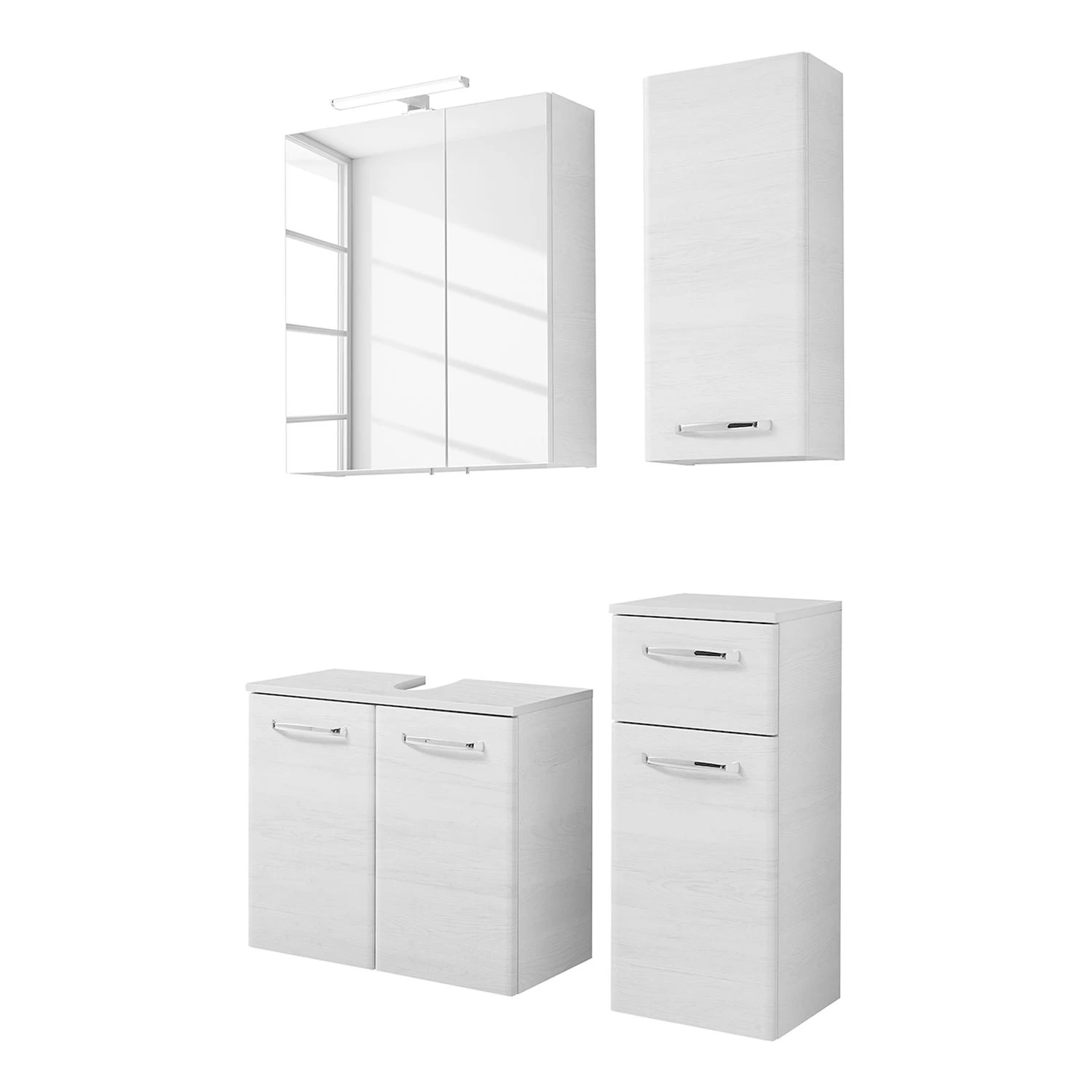 Pelipal Salle de bain Quickset 936 I (4 élém.) - - Éclairage inclus - Imitation chêne blanc / Chrome 4 Pelipal Salle de bain Quickset 936 I (4 élém.) - - Éclairage inclus - Imitation chêne blanc / Chrome – Image 2