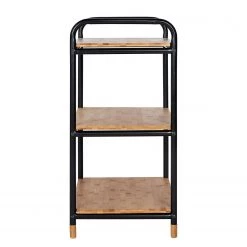WENKO Étagère Loft - Acier inoxydable / Bambou massif - Noir / Bambou - Hauteur : 69 cm -Meubles de salle de bain Soldes 2022 1000176889 190627 16584100090 GALLERYIMAGES P000000001000176889
