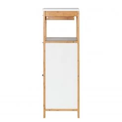 WENKO Étagère Finja II - Partiellement en bambou massif - Blanc / Bambou -Meubles de salle de bain Soldes 2022 1000176891 190627 16584100104 GALLERYIMAGES P000000001000176891