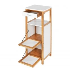 WENKO Étagère Finja II - Partiellement en bambou massif - Blanc / Bambou -Meubles de salle de bain Soldes 2022 1000176891 190627 16584100105 GALLERYIMAGES P000000001000176891