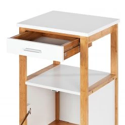 WENKO Étagère Finja II - Partiellement en bambou massif - Blanc / Bambou -Meubles de salle de bain Soldes 2022 1000176891 190627 16584100107 GALLERYIMAGES P000000001000176891