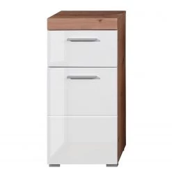 Trendteam Meuble bas Amanda - Blanc brillant / Imitation chêne noueux - Largeur : 37 cm