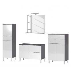 Germania Salle de bain Mauresa I (4 éléments) - Avec éclairage - Blanc / Graphite -Meubles de salle de bain Soldes 2022 1000180821 190718 10020700099 DETAILS P000000001000180821