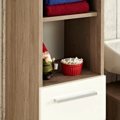 Pelipal Meuble bas Quickset 380ana - Blanc brillant / Imitation chêne Sanremo Terra - Largeur : 30 cm -Meubles de salle de bain Soldes 2022 1000188237 190913 07173200019 DETAILS P000000001000188237