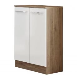 Pelipal Meuble bas Quickset 380 II - Blanc brillant / Imitation chêne Sanremo Terra