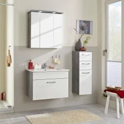 Pelipal Meuble avec vasque Quickset 913 - Blanc brillant / Imitation béton -Meubles de salle de bain Soldes 2022 1000188252 190913 07173400053 MOOD DETAILS P000000001000188252 mood