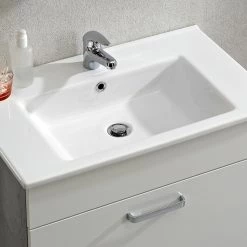 Pelipal Meuble avec vasque Quickset 913 - Blanc brillant / Imitation béton -Meubles de salle de bain Soldes 2022 1000188252 190913 07173400056 DETAILS P000000001000188252