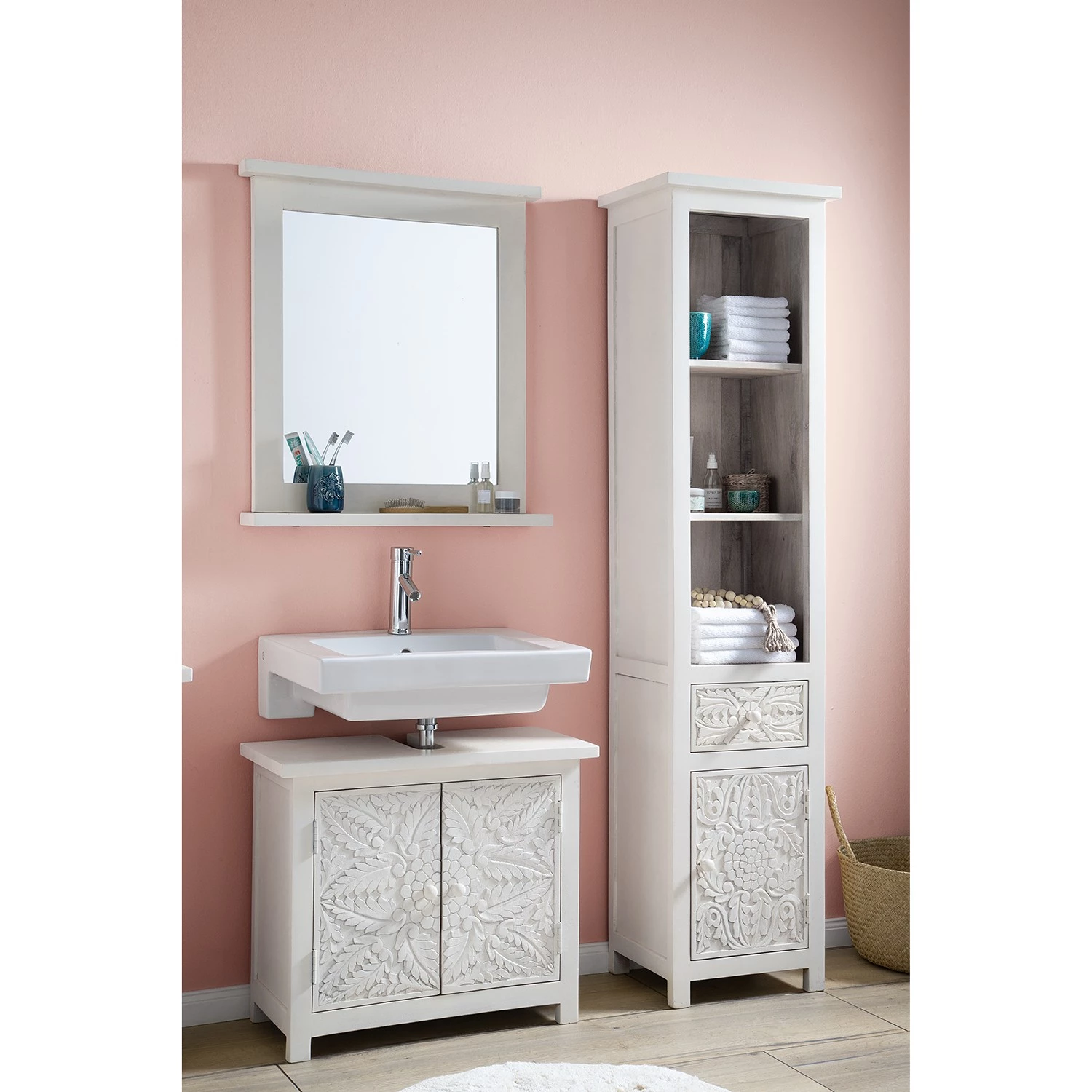 Maison Belfort Colonne de salle de bain Mirador - Manguier massif - Blanc 4 Maison Belfort Colonne de salle de bain Mirador - Manguier massif - Blanc – Image 2