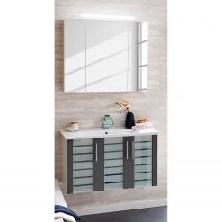 Schildmeyer Salle de bain Niko (3 éléments) - Éclairage inclus - Anthracite